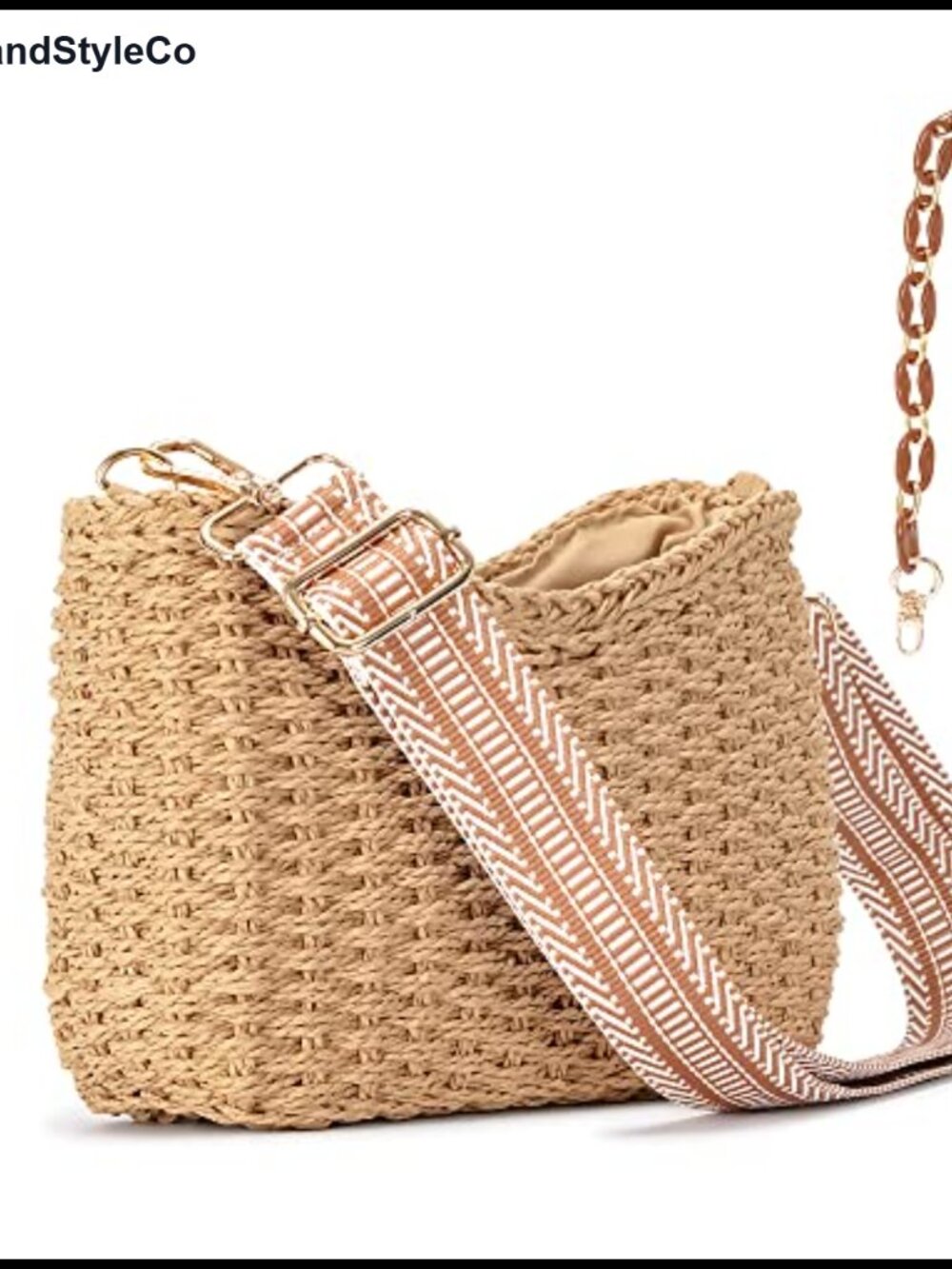 Small Straw Woven Crossbody Bag Shoulder Purse for Women